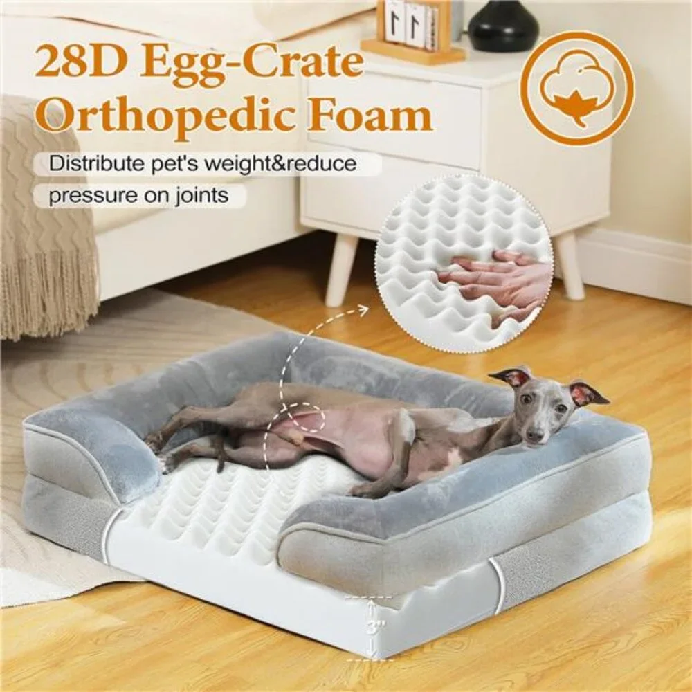 Orthopedic Dog Bed Removable Washable Cover Non-Slip Bottom Dog 28x23x6.5
